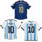Maillot Messi Argentine extérieur Finale de la Coupe du monde 2014 + Maillot Messi Argentine domicile 2022 Vainqueurs de la Coupe du monde + Maillot Messi Argentine domicile Coupe du monde 2026