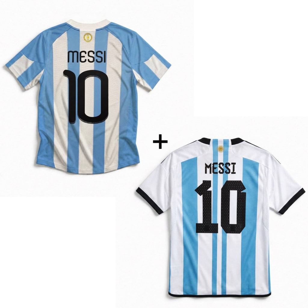 Maillot Messi Argentine domicile 2010 + Maillot Messi Argentine domicile 2022 Vainqueurs de la Coupe du monde