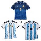 Maillot Messi Argentine extérieur Finale de la Coupe du monde 2014 + Maillot Messi Argentine domicile 2022 Vainqueurs de la Coupe du monde + Maillot Messi Argentine domicile Coupe du monde 2026