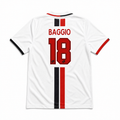 Retro maglia bianca Milan 1996/97 Baggio numero 18 stampato in rosso.