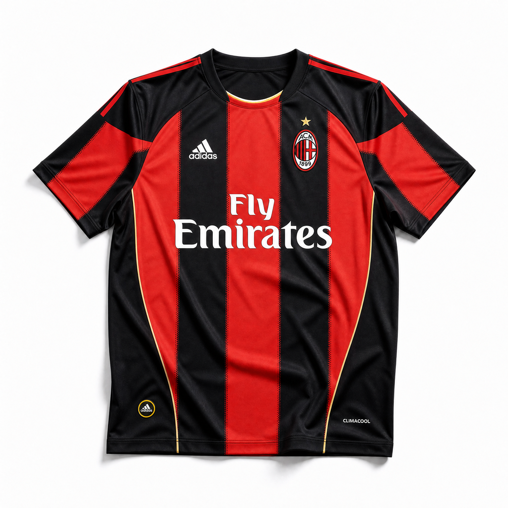Maglia AC Milan 2010/11 home fronte strisce rosse e nere sponsor Bwin