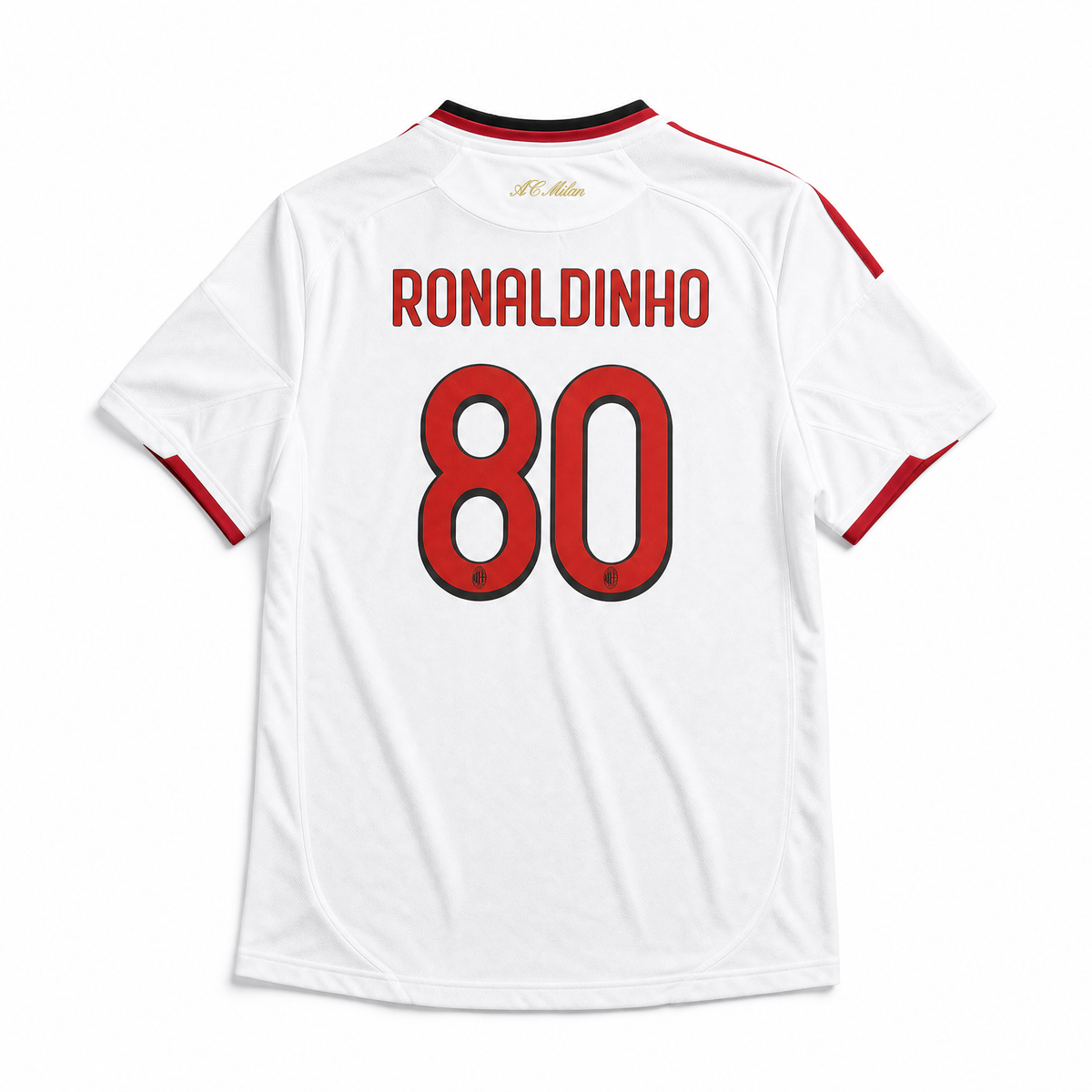 Maglia Milan Away 2009/10 Ronaldinho numero 80 retro bianco con nome